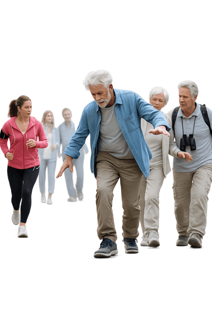 Older man struggling with balance